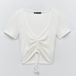 NWT Zara Ribbed Fop with Gathered Detail